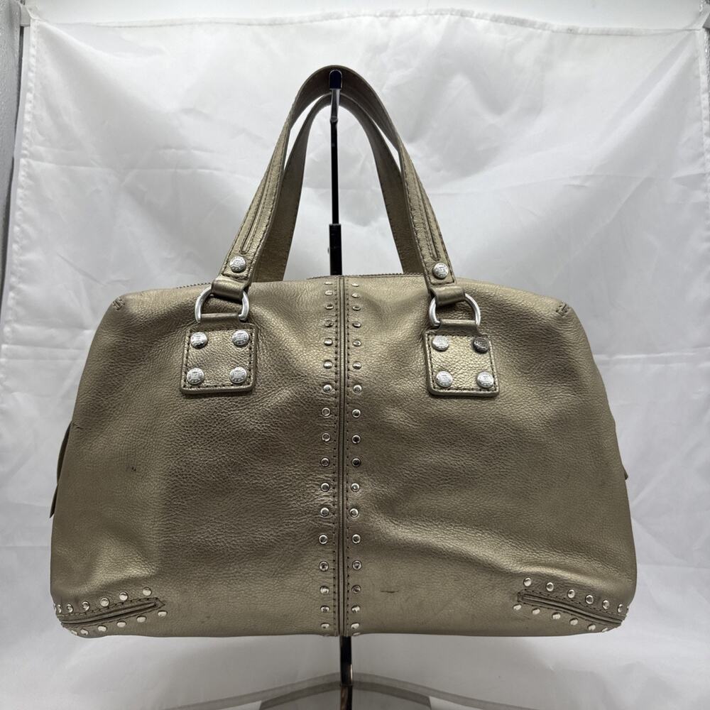 Michael Kors Astor Metallic Gold Satchel Bag With Gold Grommets Y2K